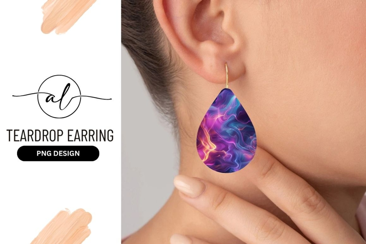 Abstract Swirling Fluid Forms in Purple Pink and Teal Colors