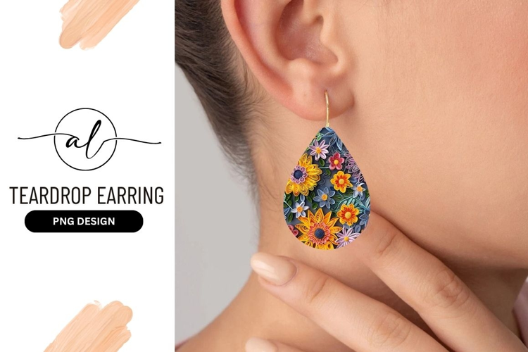 Colorful Quilled Flowers Teardrop Shape Design
