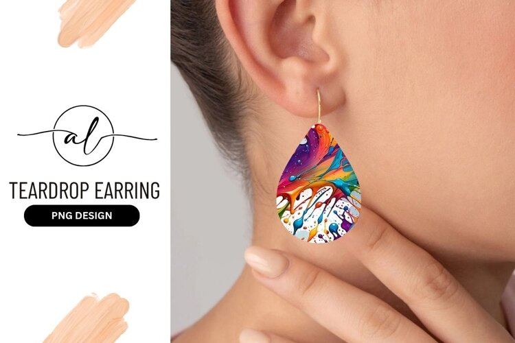 Abstract Colorful Paint Splatter In Teardrop Shape example image 1