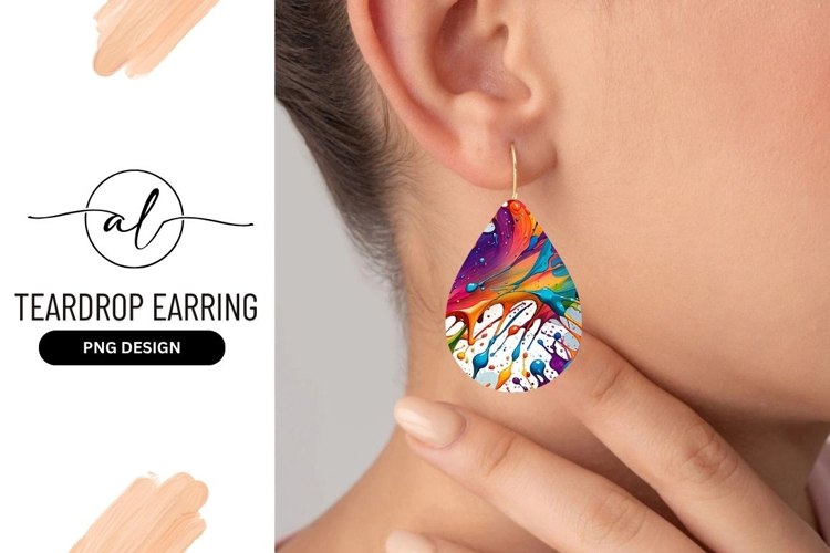 Abstract Colorful Paint Splatter In Teardrop Shape