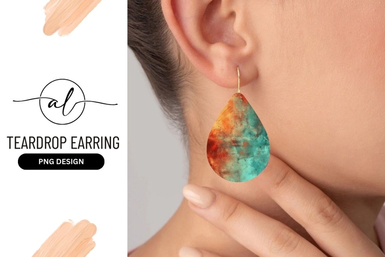Abstract Pattern Teardrop Earring Png Design