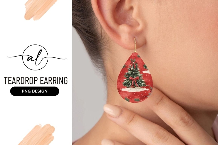 Christmas Teardrop Earring Png Design