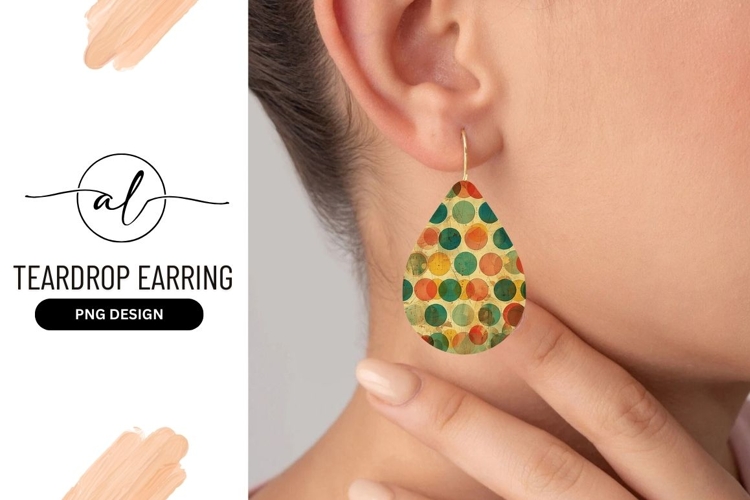 Colorful Teardrop Earring Png Design