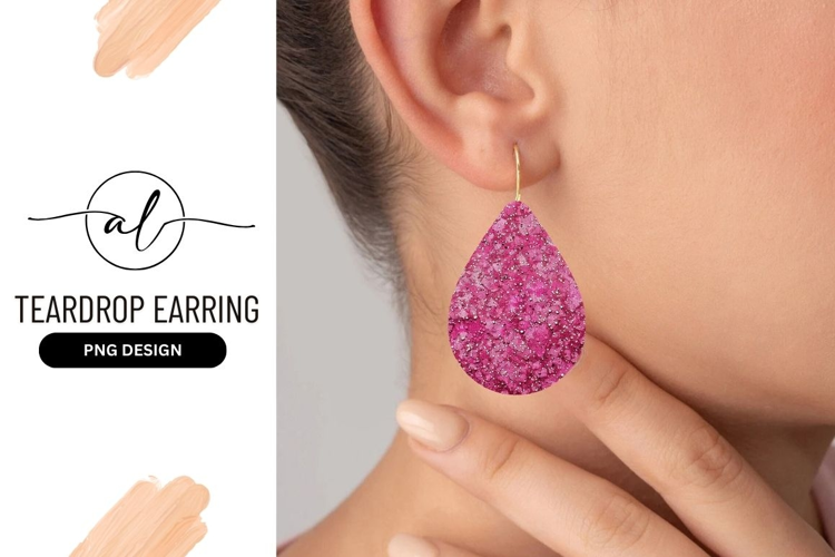 Pink glitter teardrop earring design