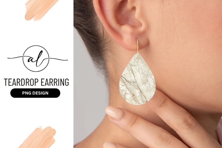 Teardrop Earring Png Ivory Marble Texture Design