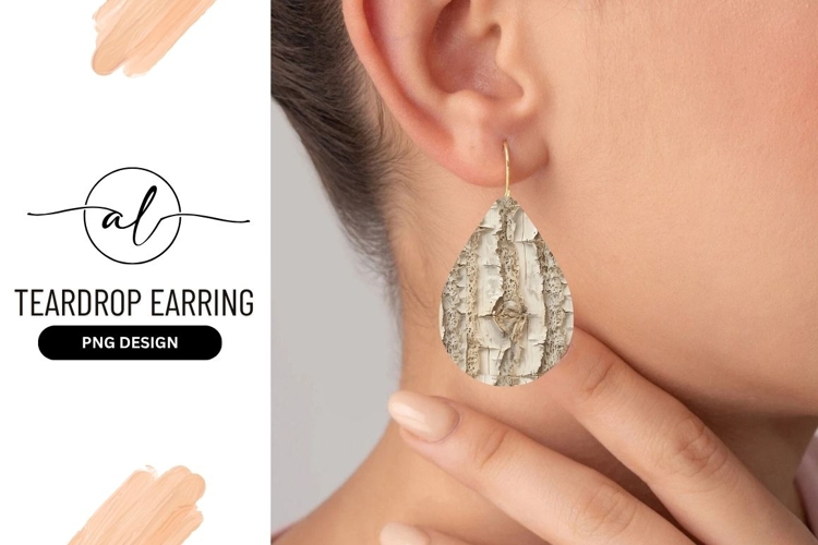 Birch Bark Texture Teardrop Earring Design Element