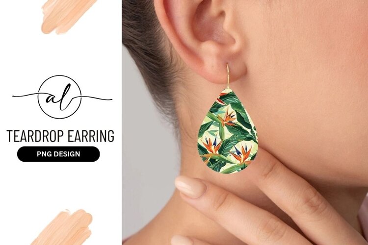 Bird of Paradise Flowers and Green Leaves Pattern on Cream example image 1