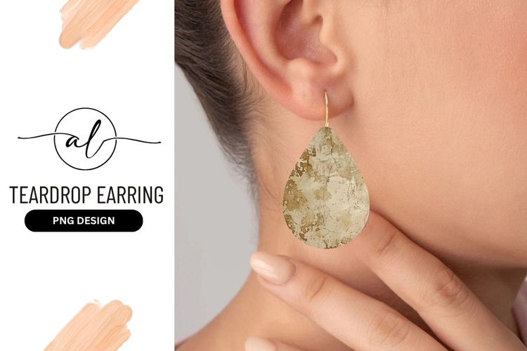 Grunge Textured Teardrop Shape Earring Png