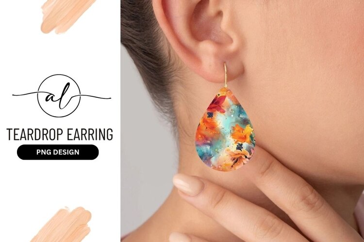 Abstract Floral Illustration with Orange and Teal Hues example image 1