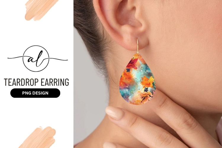 Abstract Floral Illustration with Orange and Teal Hues