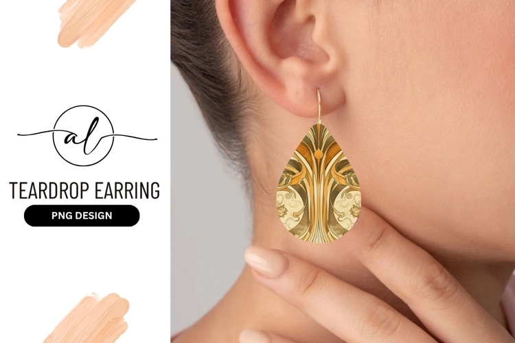 Art Nouveau Style Floral Pattern with Beige Brown and Gold