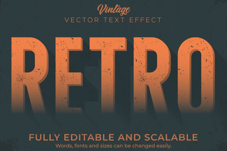 Editable vintage text effect, retro 70s and 80s text style
