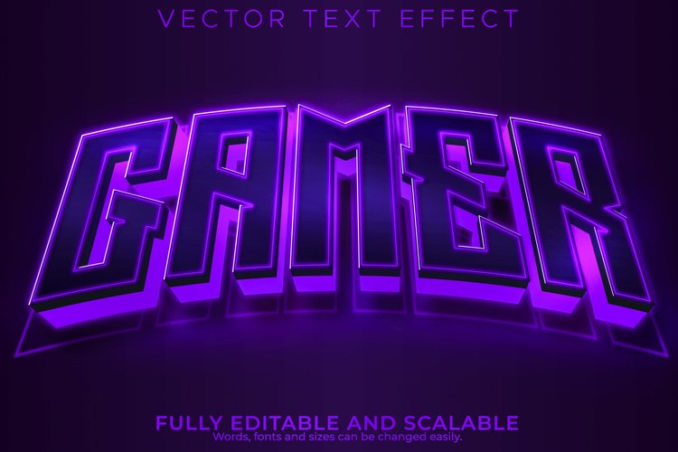 Gamer text effect, editable esport and neon text style