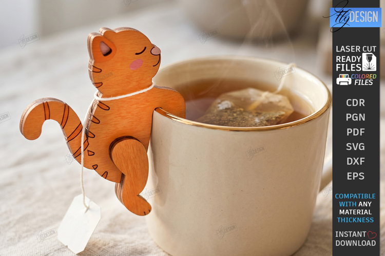 Cute Cat Tea Bag Holder Laser Cut | Tea Bag Clips | Kitchen