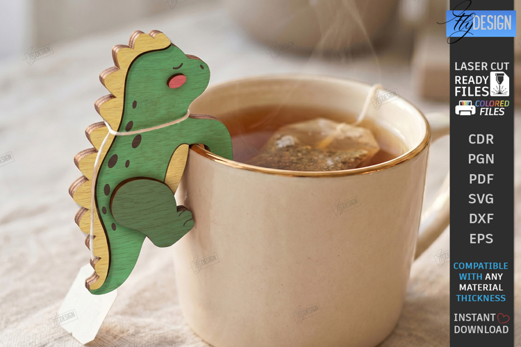 Dinosaur Tea Bag Holder Laser Cut | Tea Bag Clips | Kitchen