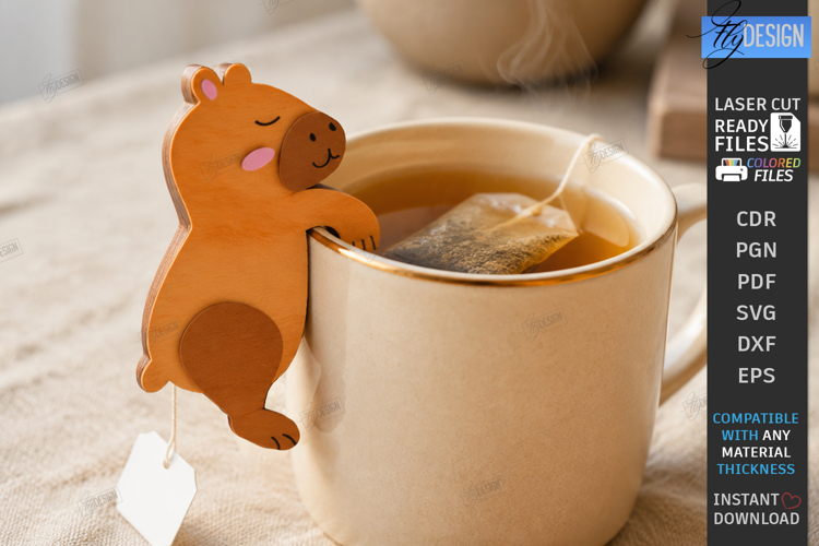 Capybara Tea Bag Holder Laser Cut | Tea Bag Clips | Kitchen