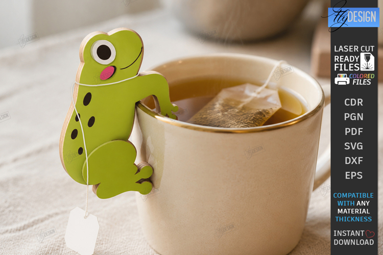 Frog Tea Bag Holder Laser Cut | Tea Bag Clips | Kitchen SVG