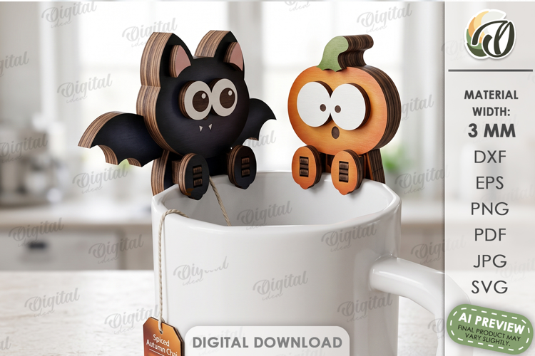 Halloween Tea Bag Holders Lasercut. Halloween Characters SVG