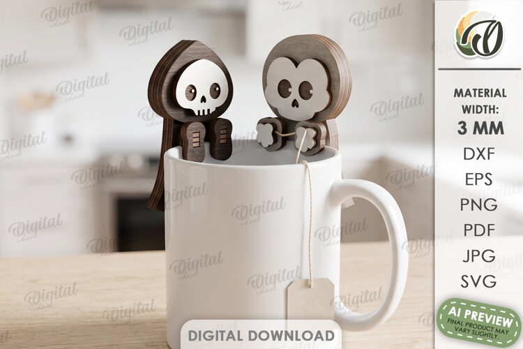 Halloween Tea Bag Holders Lasercut. Halloween Characters SVG example image 1