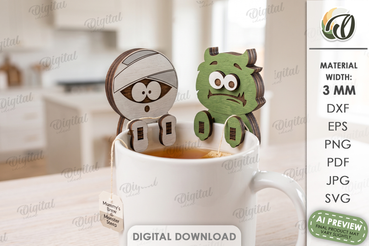Halloween Tea Bag Holders Lasercut. Halloween Characters SVG