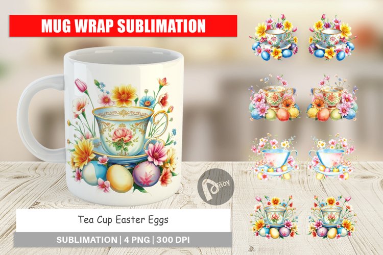 Mug Wrap Design Tea Cup Easter Eggs example image 1