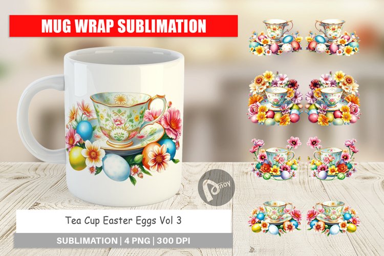 Mug Wrap Design Tea Cup Easter Eggs example image 1
