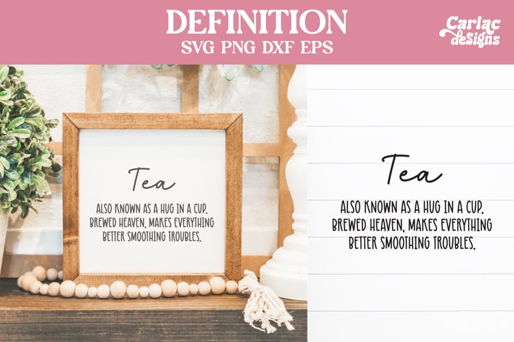Tea Definition SVG Cut File and Sublimation