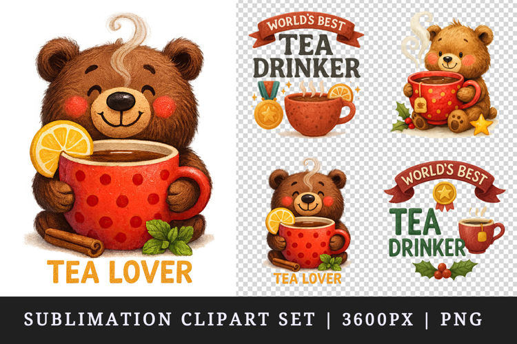 Tea Lover clipart printable sublimation design png