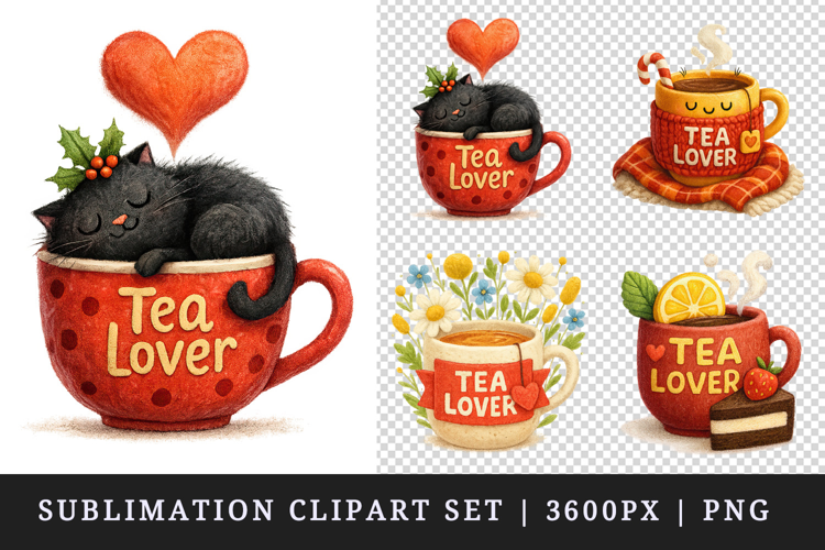 Tea Lover clipart printable sublimation design png