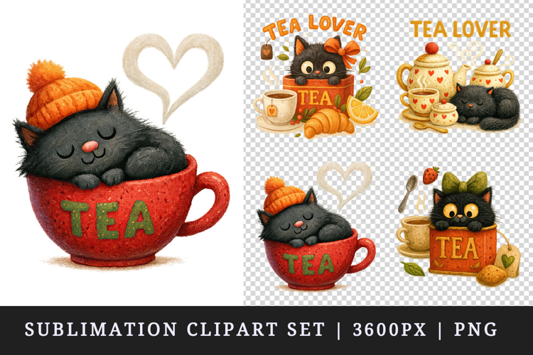 Tea Lover clipart printable sublimation design png