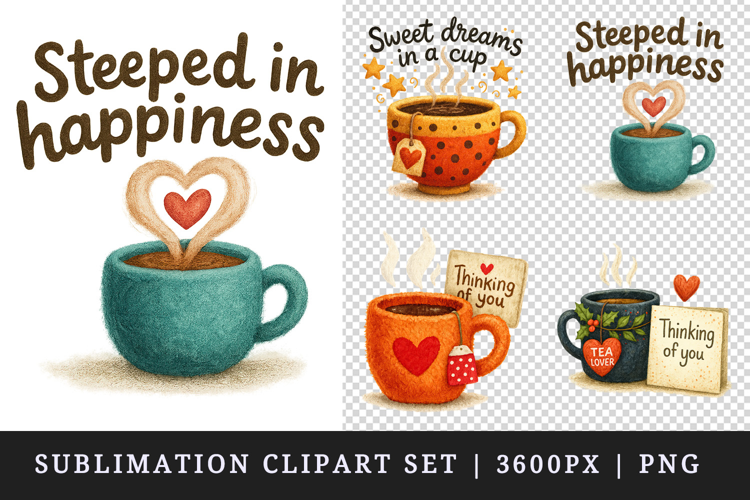 Tea Lover clipart printable sublimation design png