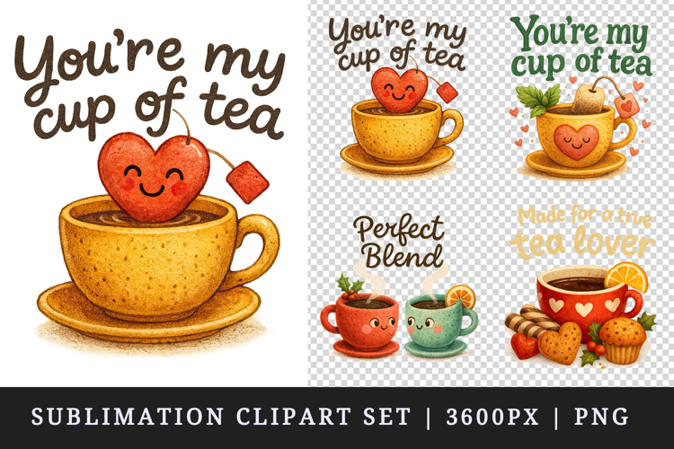 Tea Lover clipart printable sublimation design png