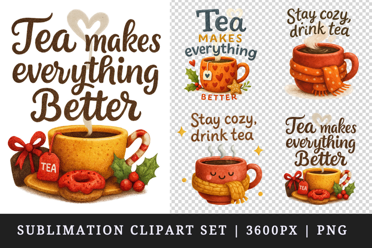 Tea Lover clipart printable sublimation design png