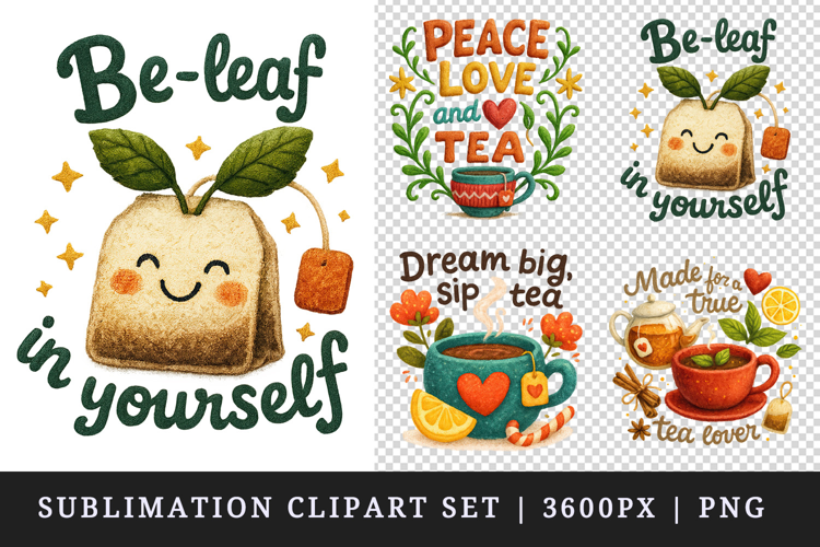 Tea Lover clipart printable sublimation design png