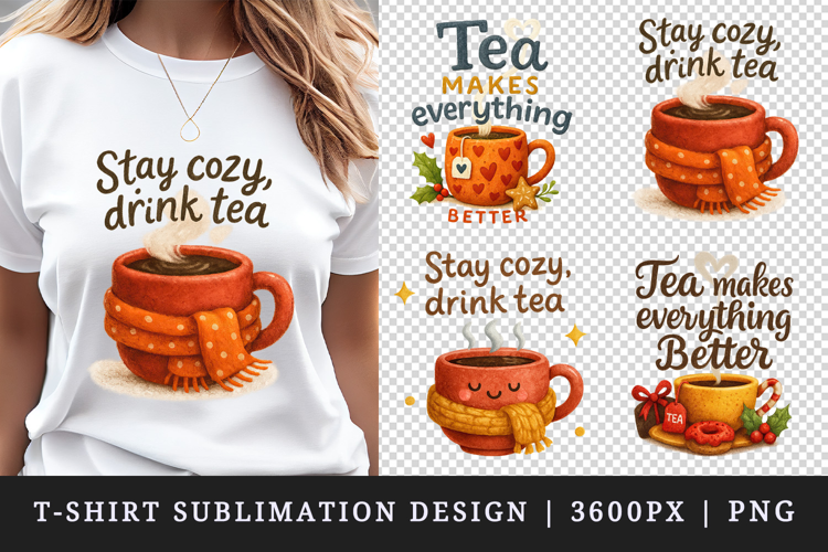 Tea Lover t-shirt printable sublimation design png