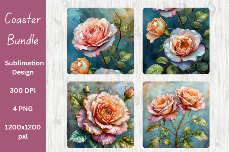Roses Sublimation PNG for Coasters 3