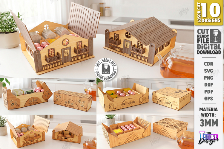 Tea Storage and Chocolate Boxes Laser Cut Bundle | Kitchen