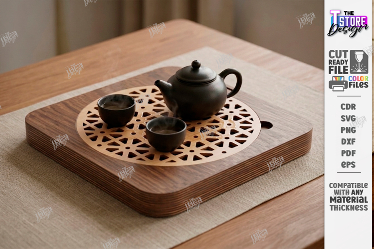 Tea Tray Laser Cut | Serving Tray | Tea Ceremony | Tea Board