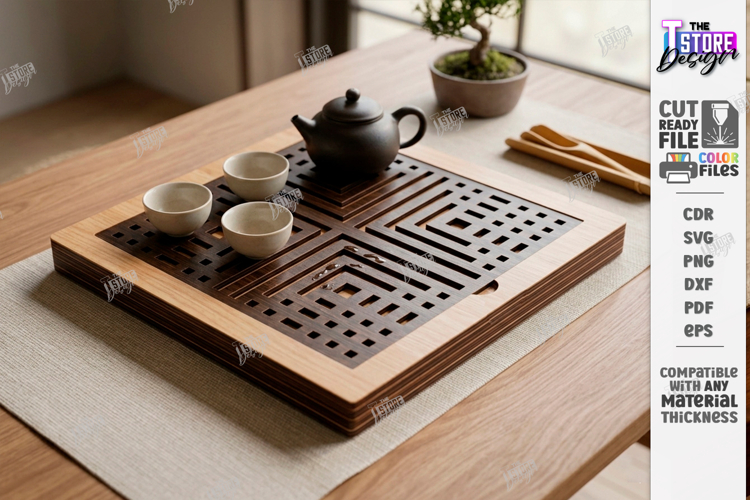 Tea Tray Laser Cut | Serving Tray | Tea Ceremony | Tea Board