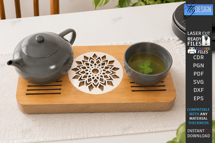 Wooden Tea Serving Tray Laser Cut | Gongfu Tea Table Design