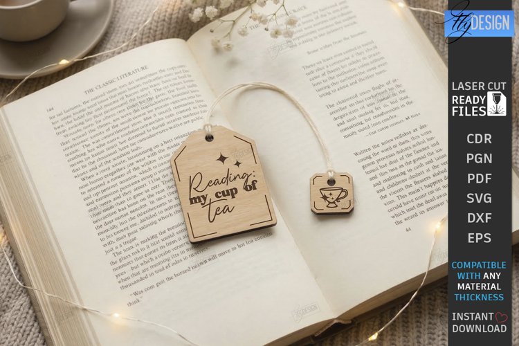 Tea Bag Bookmark Laser Cut | Reading Accessories | Glowforge