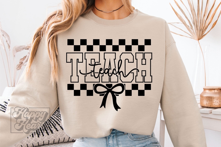 Teach SVG PNG - Coquette Teacher Bow Shirt