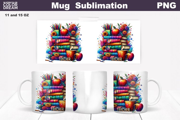 Teacher Mug Sublimation | Teacher Mug Wrap example image 1