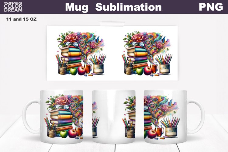 Teacher Mug Sublimation | Teacher Mug Wrap example image 1