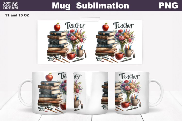Teacher Mug Sublimation | Teacher Mug Wrap example image 1