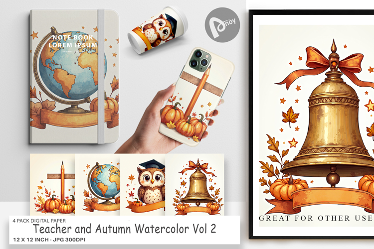 Teacher and Autumn Digital Paper