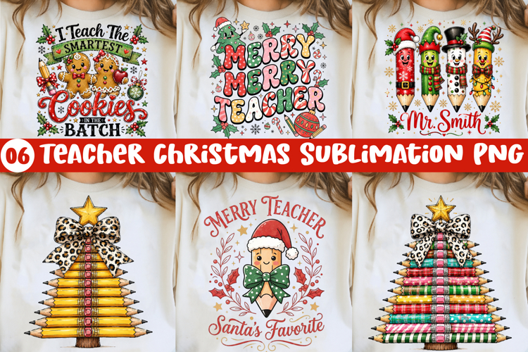 Teacher Christmas Png, Christmas Pencil Tree Teacher PNG
