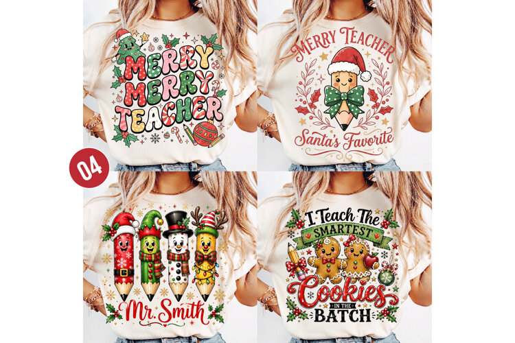 Teacher Christmas Png, Christmas Pencil Tree Teacher PNG example image 1
