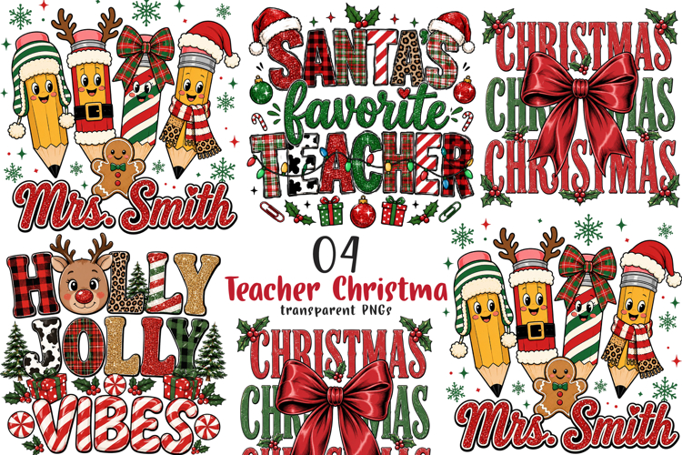 Teacher Christmas Sublimation PNG