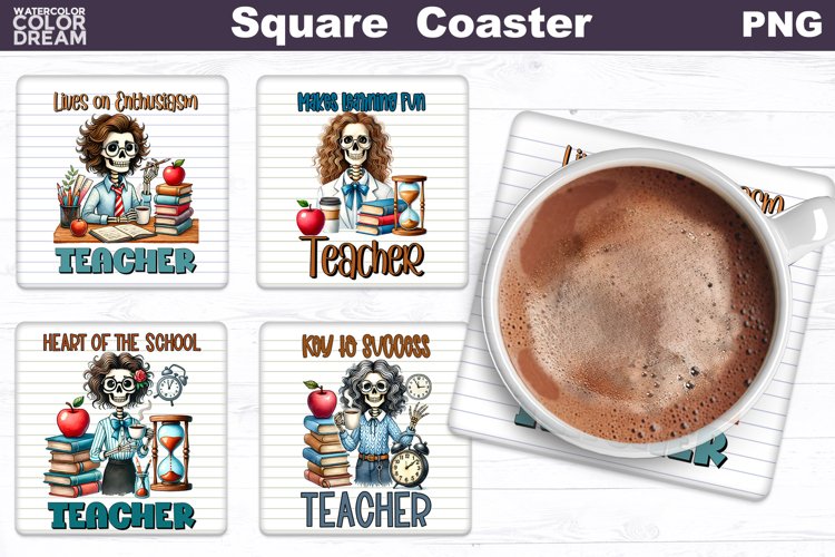 Teacher Square Coaster | Funny Teacher Quotes Coaster example image 1